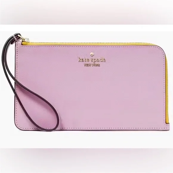 NWT Kate Spade BiColor medium zip wristlet! Pink and Yellow - Picture 2 of 14